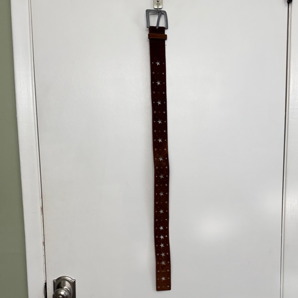 Abercrombie Kids Brown Star Pattern Leather Belt